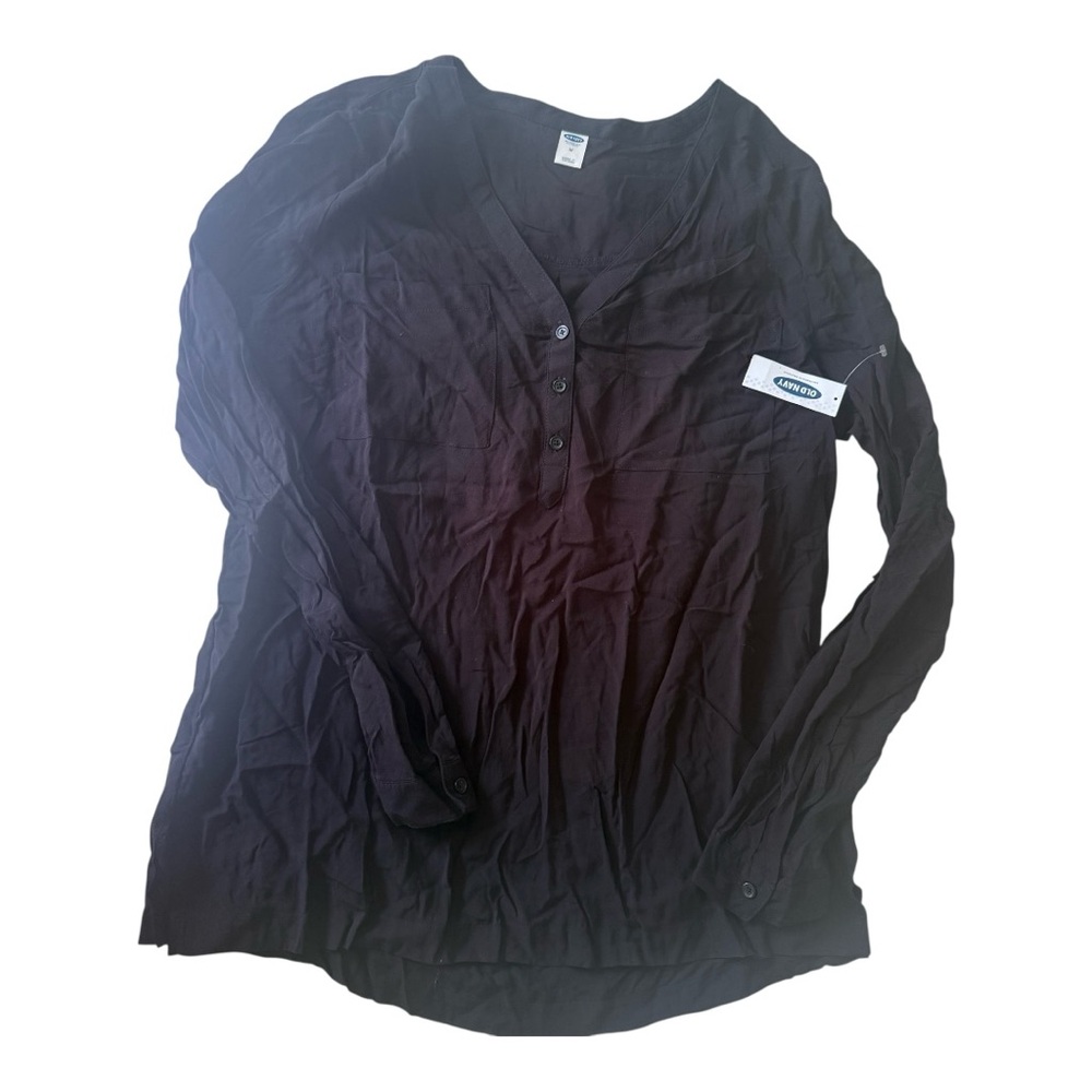 Old Navy Black Buttoned Polo Blouse